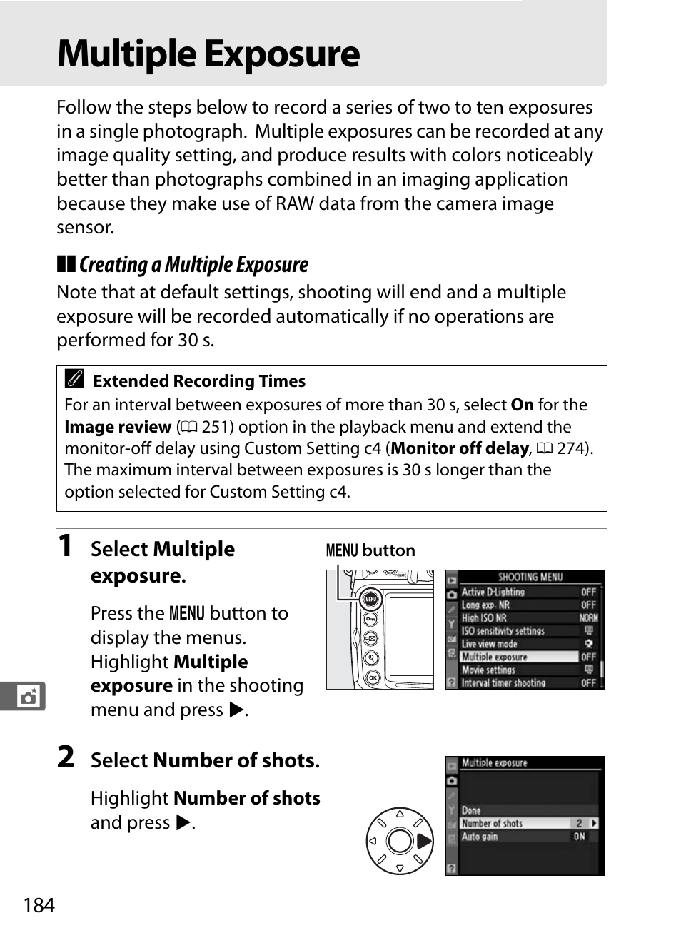 Multiple exposure | Nikon D300s User Manual | Page 210 / 432