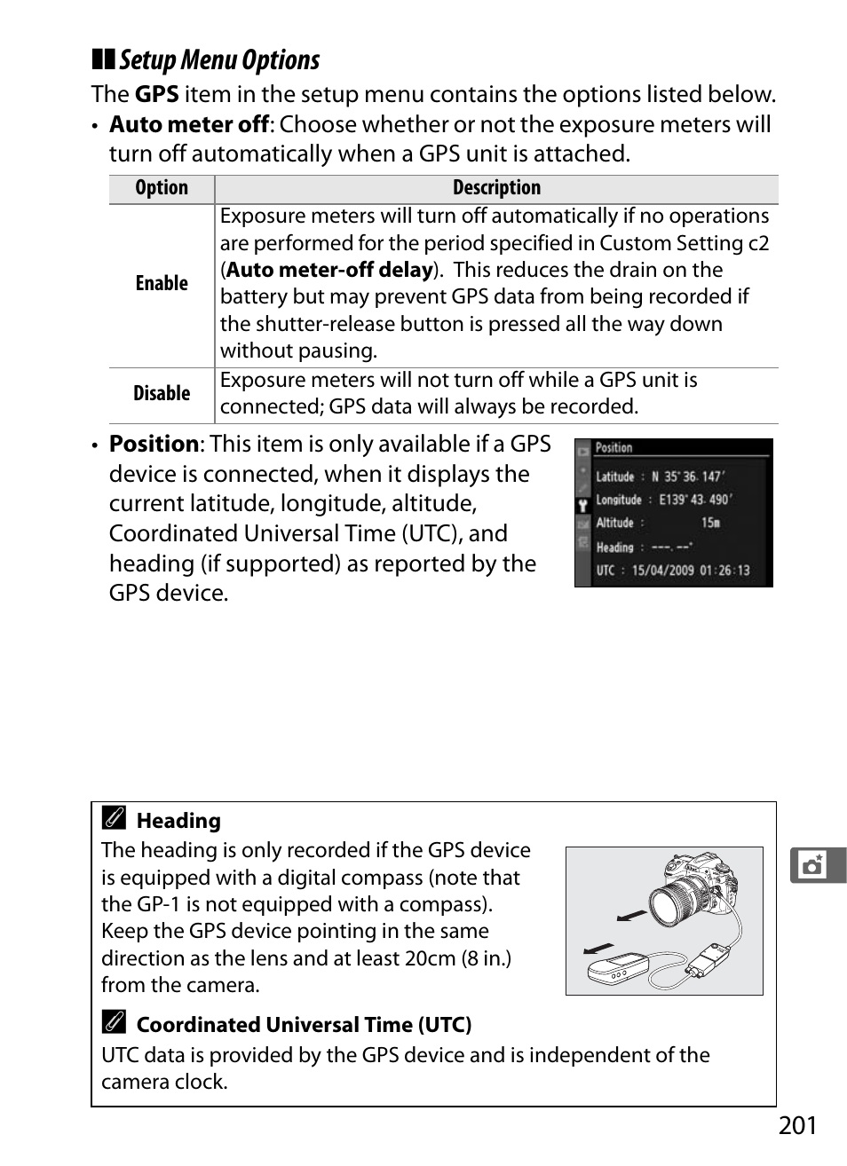 Setup menu options | Nikon D300s User Manual | Page 227 / 432