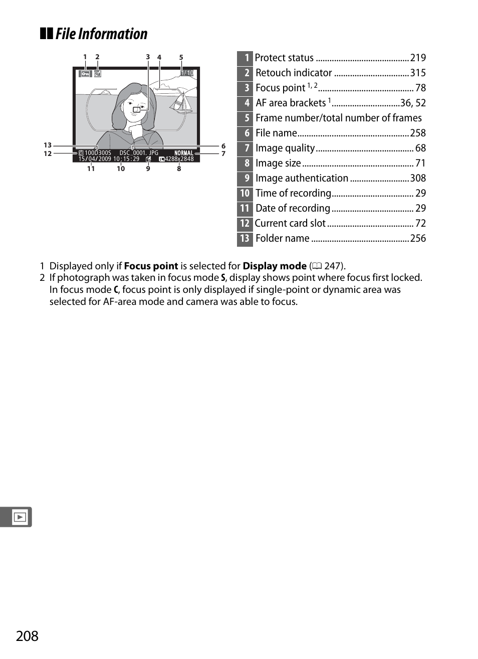 File information | Nikon D300s User Manual | Page 234 / 432