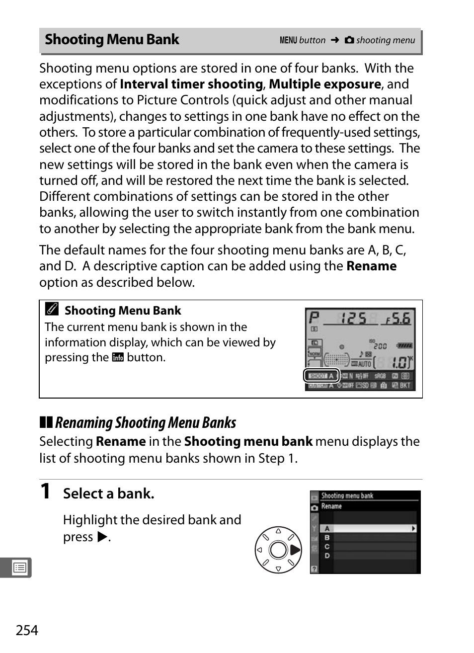 Shooting menu bank, Renaming shooting menu banks | Nikon D300s User Manual | Page 280 / 432