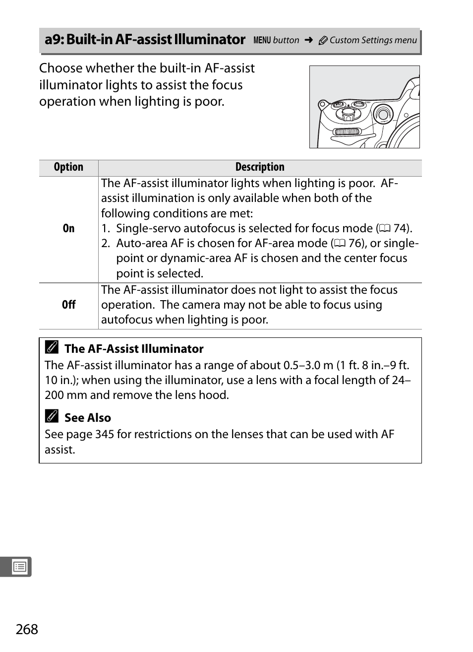 A9: built-in af-assist illuminator | Nikon D300s User Manual | Page 294 / 432