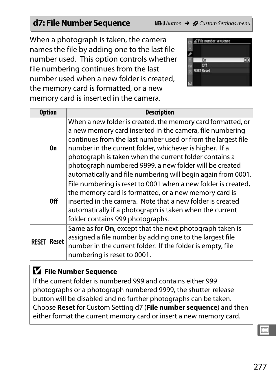 D7: file number sequence | Nikon D300s User Manual | Page 303 / 432