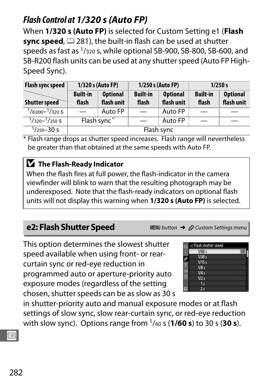 E2: flash shutter speed, Flash control at 1/320 s (auto fp) | Nikon D300s User Manual | Page 308 / 432