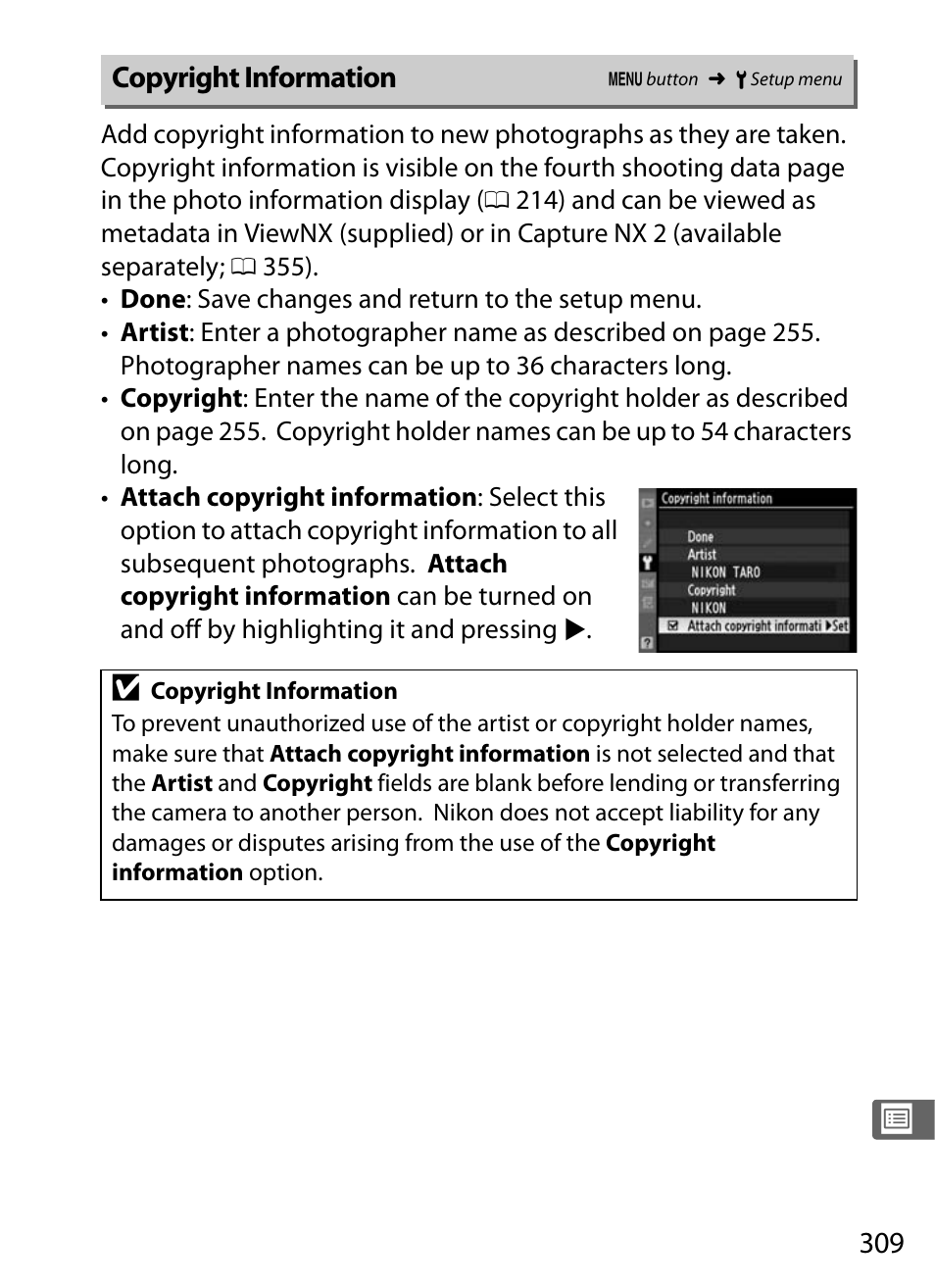 Copyright information | Nikon D300s User Manual | Page 335 / 432