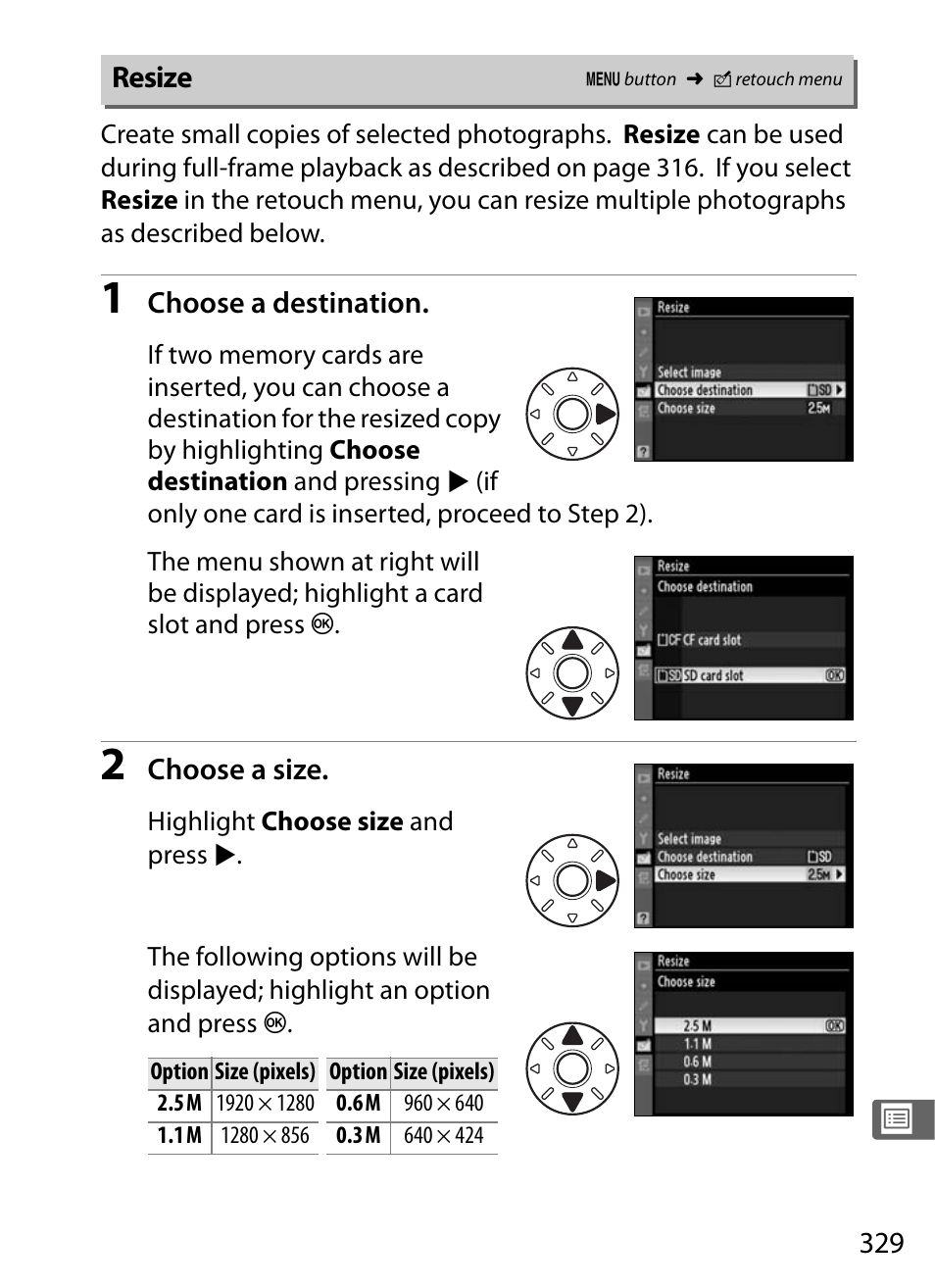 Resize | Nikon D300s User Manual | Page 355 / 432