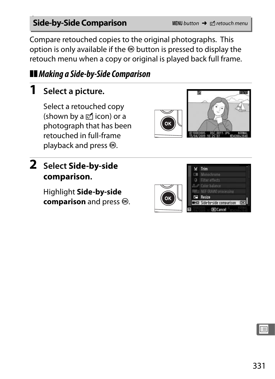 Side-by-side comparison | Nikon D300s User Manual | Page 357 / 432