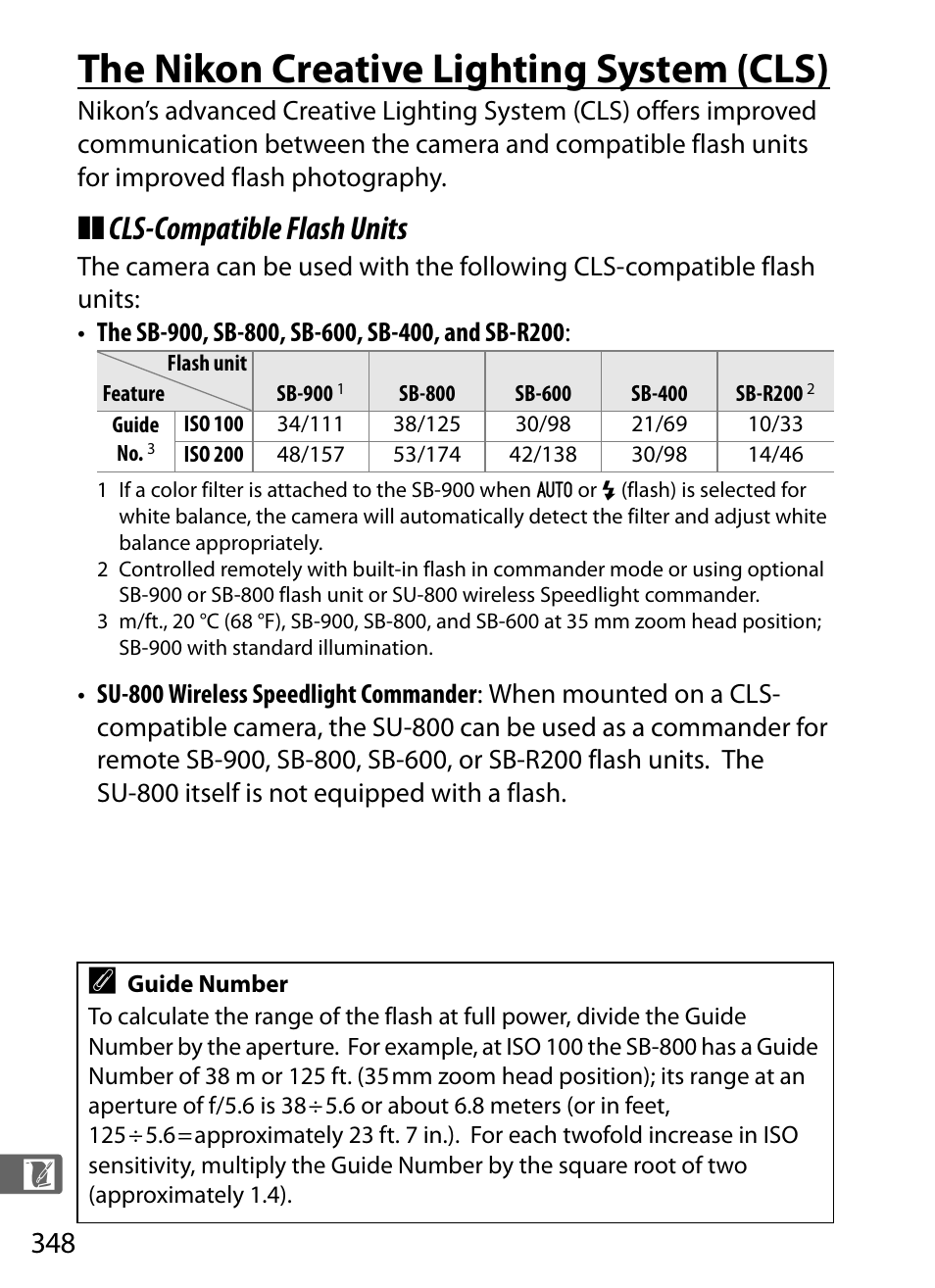 The nikon creative lighting system (cls), Cls-compatible flash units | Nikon D300s User Manual | Page 374 / 432
