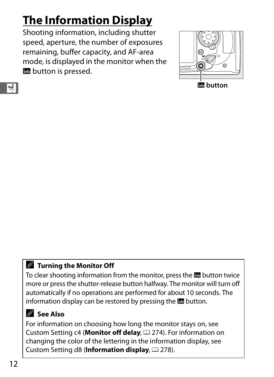 The information display | Nikon D300s User Manual | Page 38 / 432