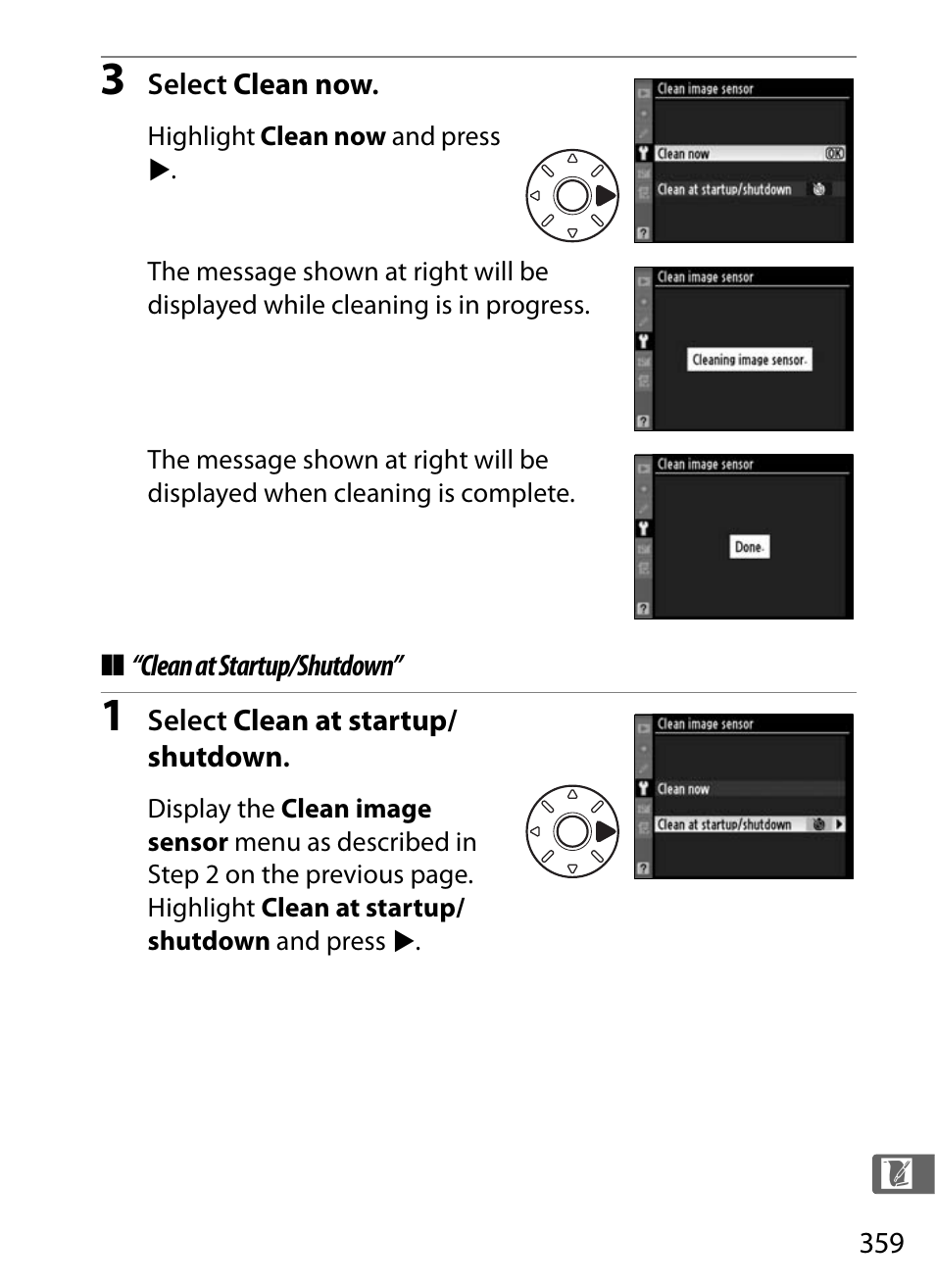 Clean at startup/shutdown | Nikon D300s User Manual | Page 385 / 432