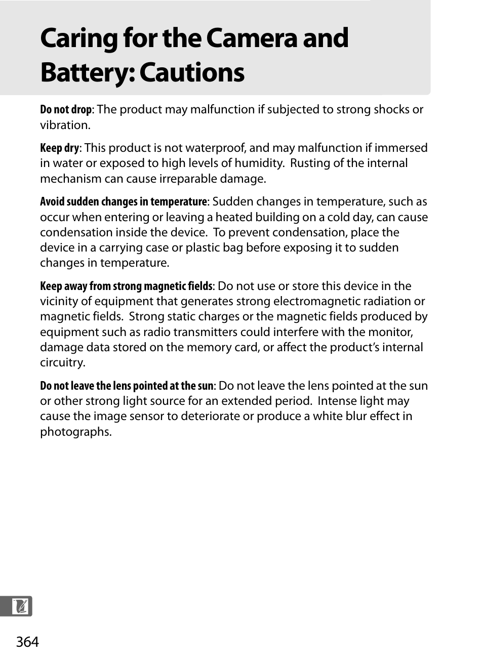 Caring for the camera and battery: cautions | Nikon D300s User Manual | Page 390 / 432