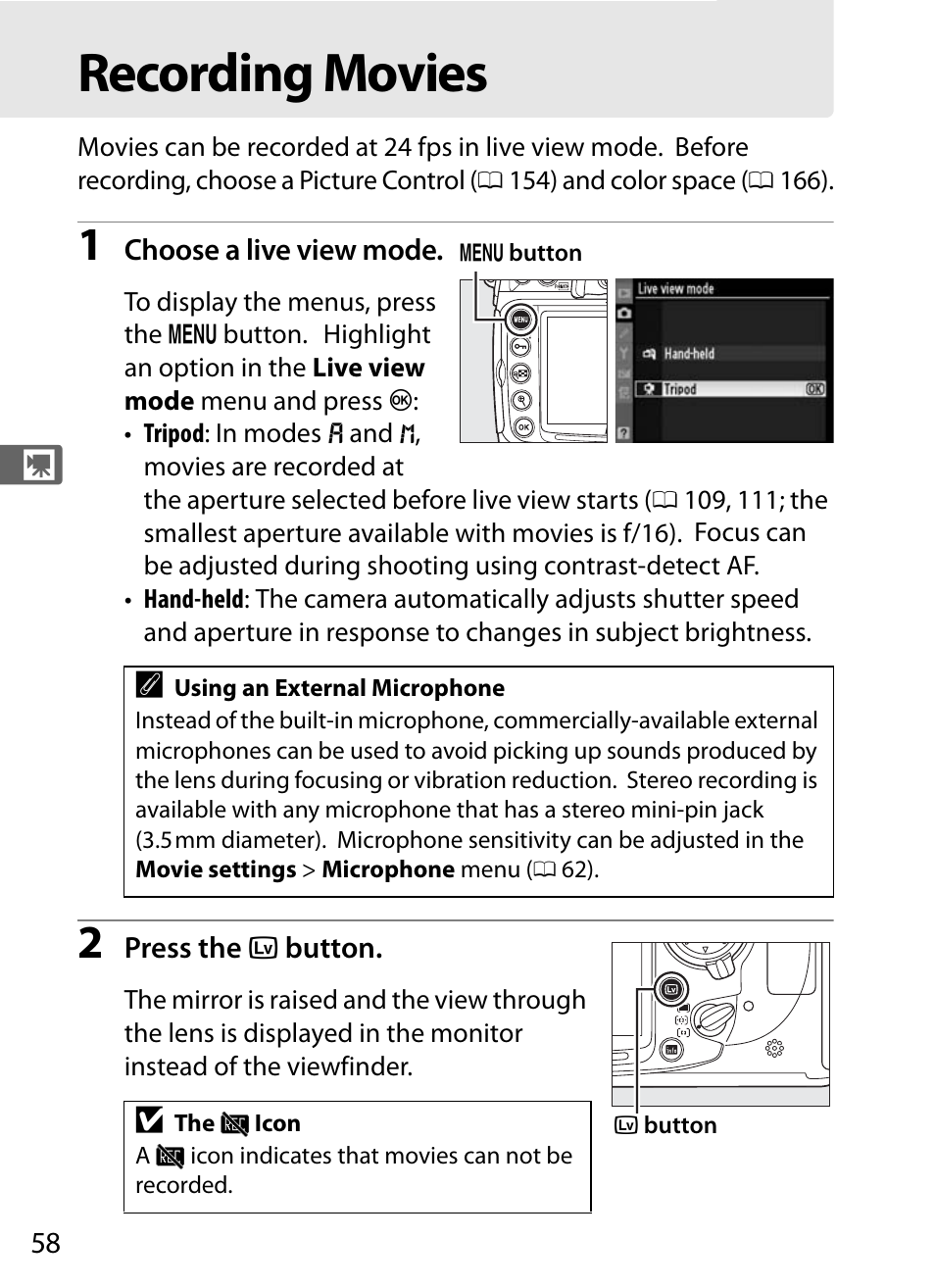 Recording movies | Nikon D300s User Manual | Page 84 / 432