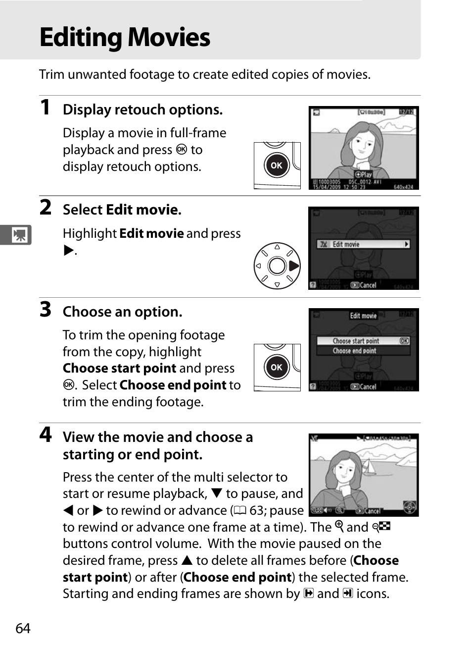 Editing movies | Nikon D300s User Manual | Page 90 / 432