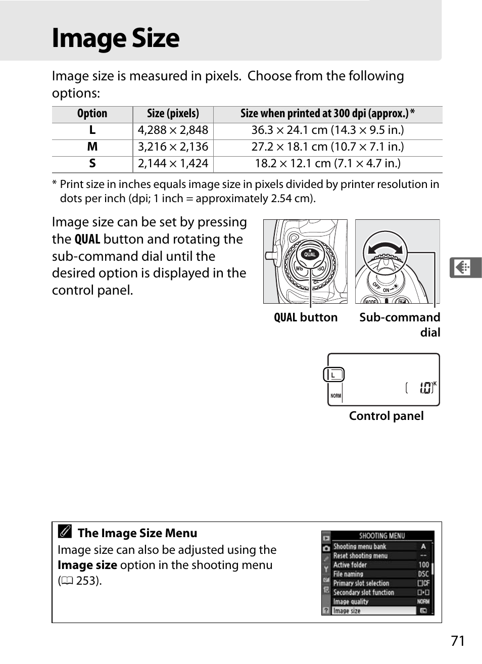 Image size | Nikon D300s User Manual | Page 97 / 432