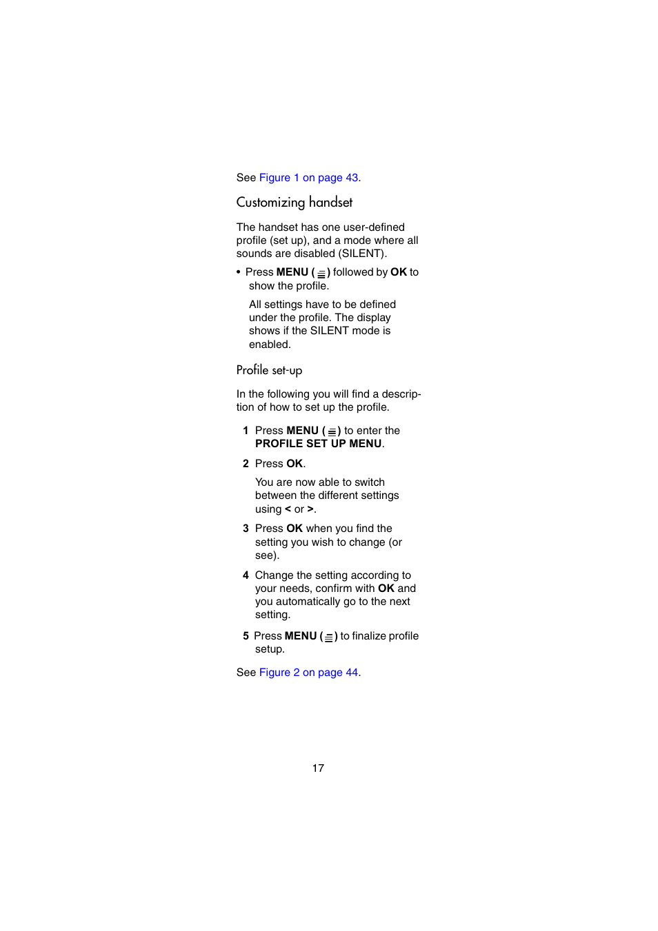 Customizing handset, Profile set-up | Nortel Networks Passport 7420 User Manual | Page 17 / 50