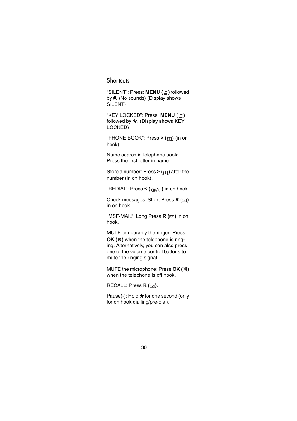 Shortcuts | Nortel Networks Passport 7420 User Manual | Page 36 / 50
