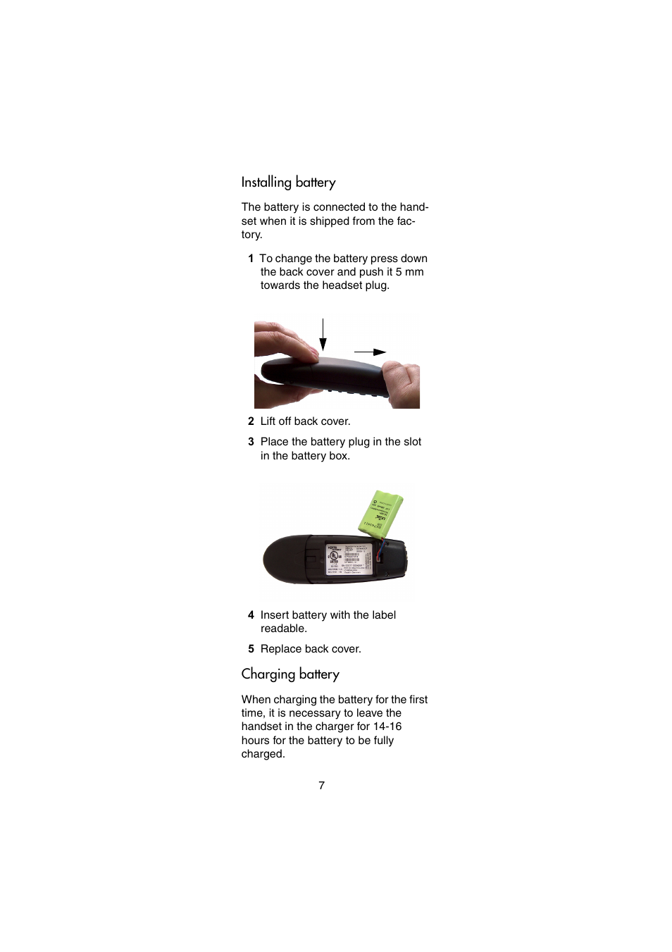 Installing battery, Charging battery, Installing battery charging battery | Nortel Networks Passport 7420 User Manual | Page 7 / 50