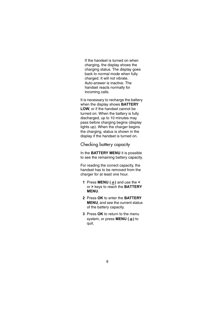 Checking battery capacity | Nortel Networks Passport 7420 User Manual | Page 9 / 50