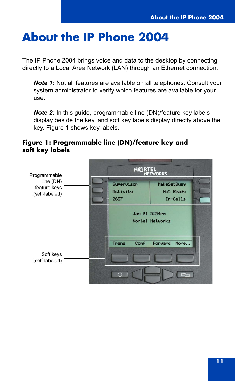 About the ip phone 2004 | Nortel Networks 2004 User Manual | Page 11 / 150