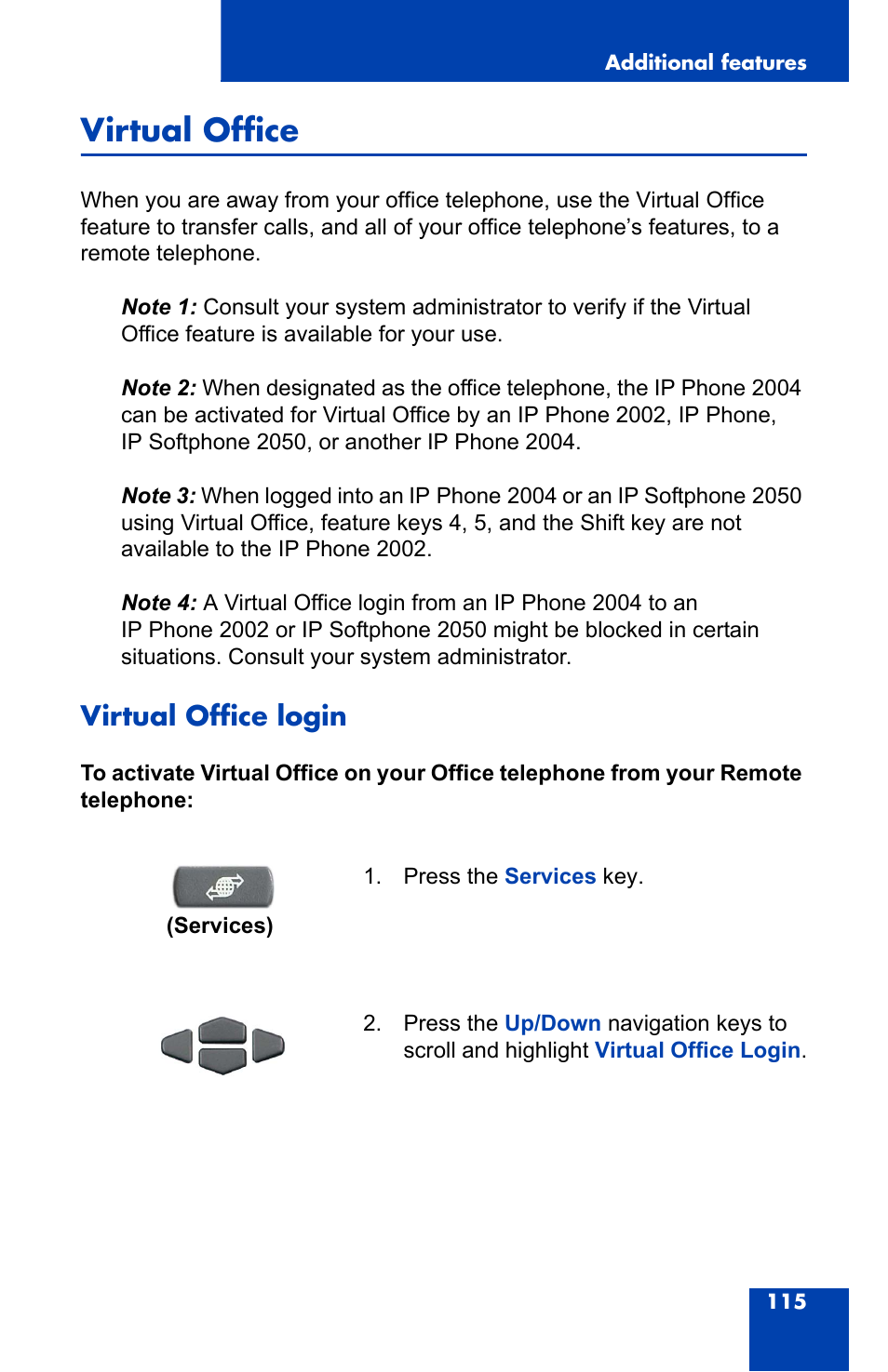 Virtual office, Virtual office login | Nortel Networks 2004 User Manual | Page 115 / 150