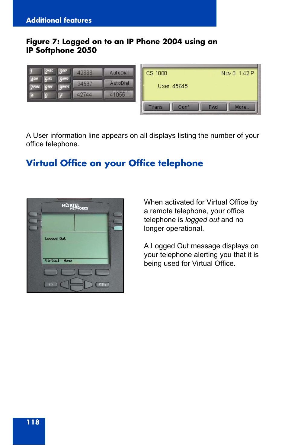 Virtual office on your office telephone | Nortel Networks 2004 User Manual | Page 118 / 150