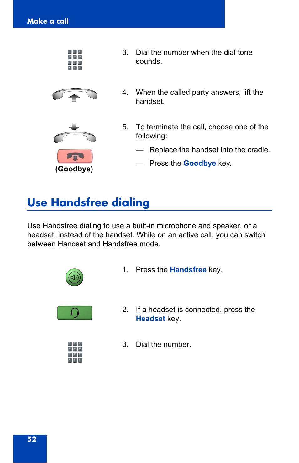 Use handsfree dialing | Nortel Networks 2004 User Manual | Page 52 / 150