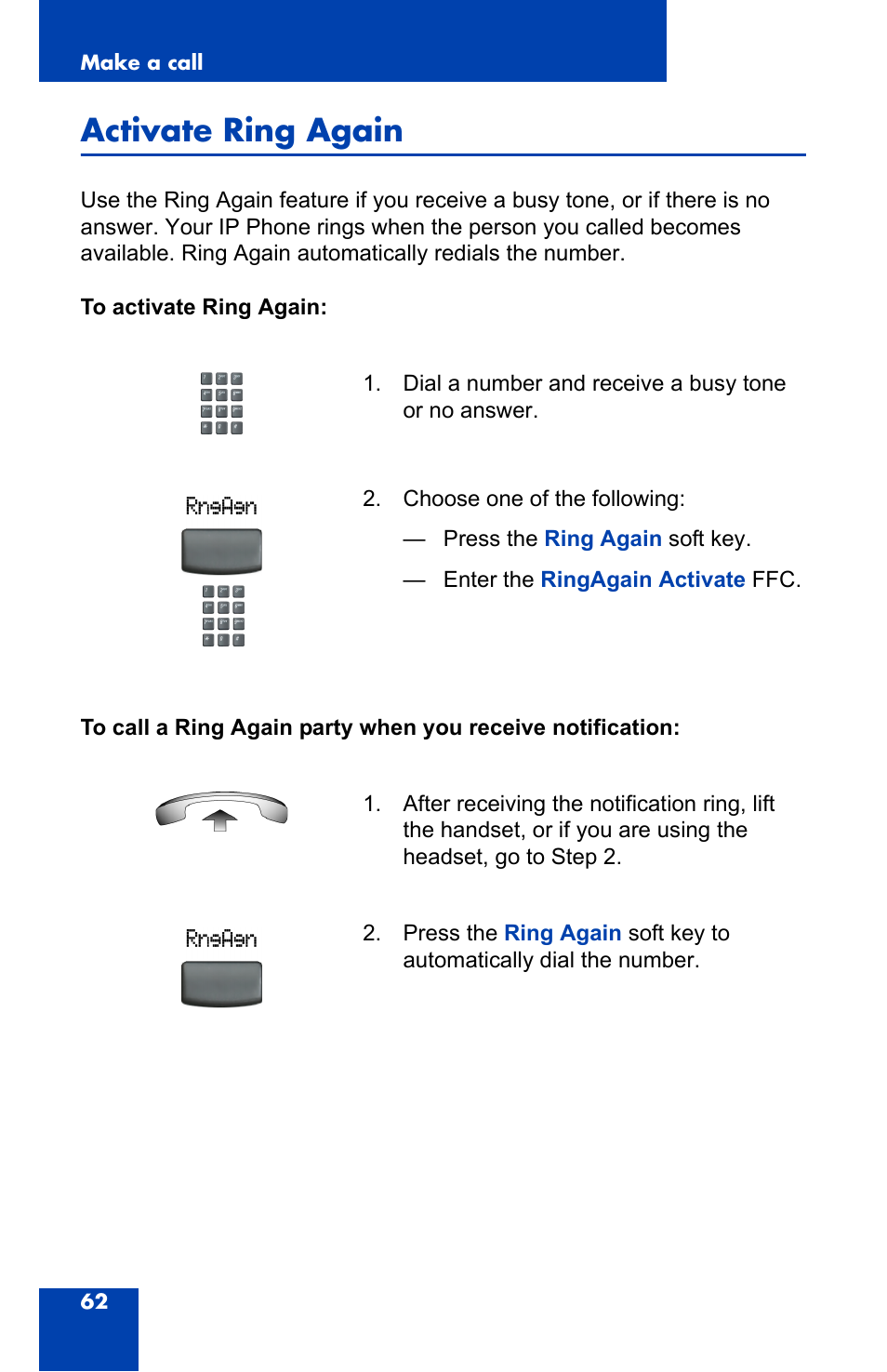 Activate ring again | Nortel Networks 2004 User Manual | Page 62 / 150