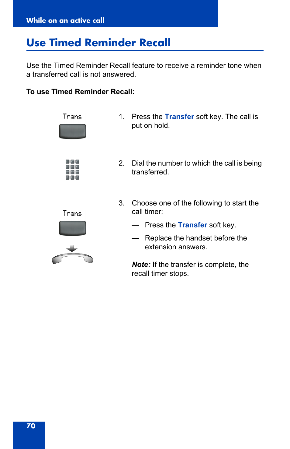 Use timed reminder recall | Nortel Networks 2004 User Manual | Page 70 / 150