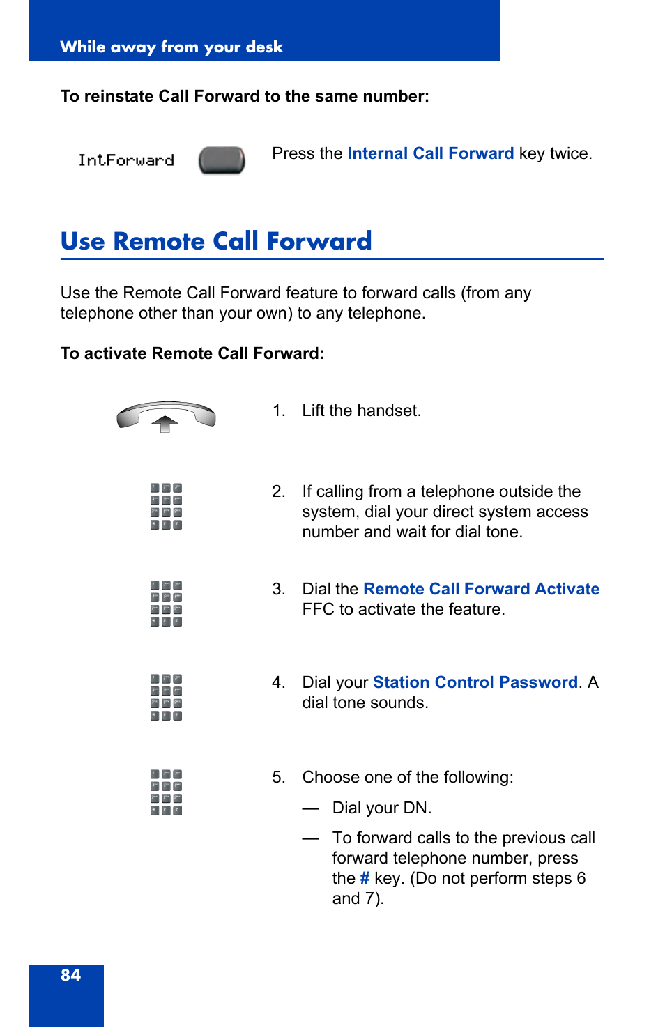 Use remote call forward | Nortel Networks 2004 User Manual | Page 84 / 150