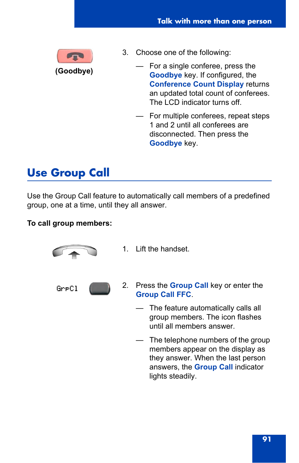 Use group call | Nortel Networks 2004 User Manual | Page 91 / 150