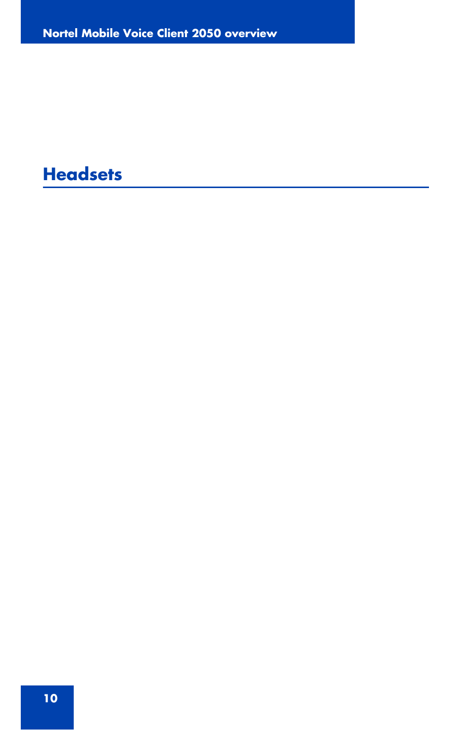 Headsets | Nortel Networks NN42340-100 User Manual | Page 10 / 88