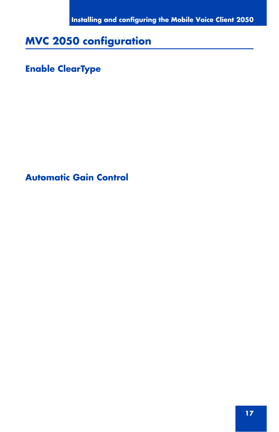 Mvc 2050 configuration, Enable cleartype, Automatic gain control | B. advanced sounds | Nortel Networks NN42340-100 User Manual | Page 17 / 88