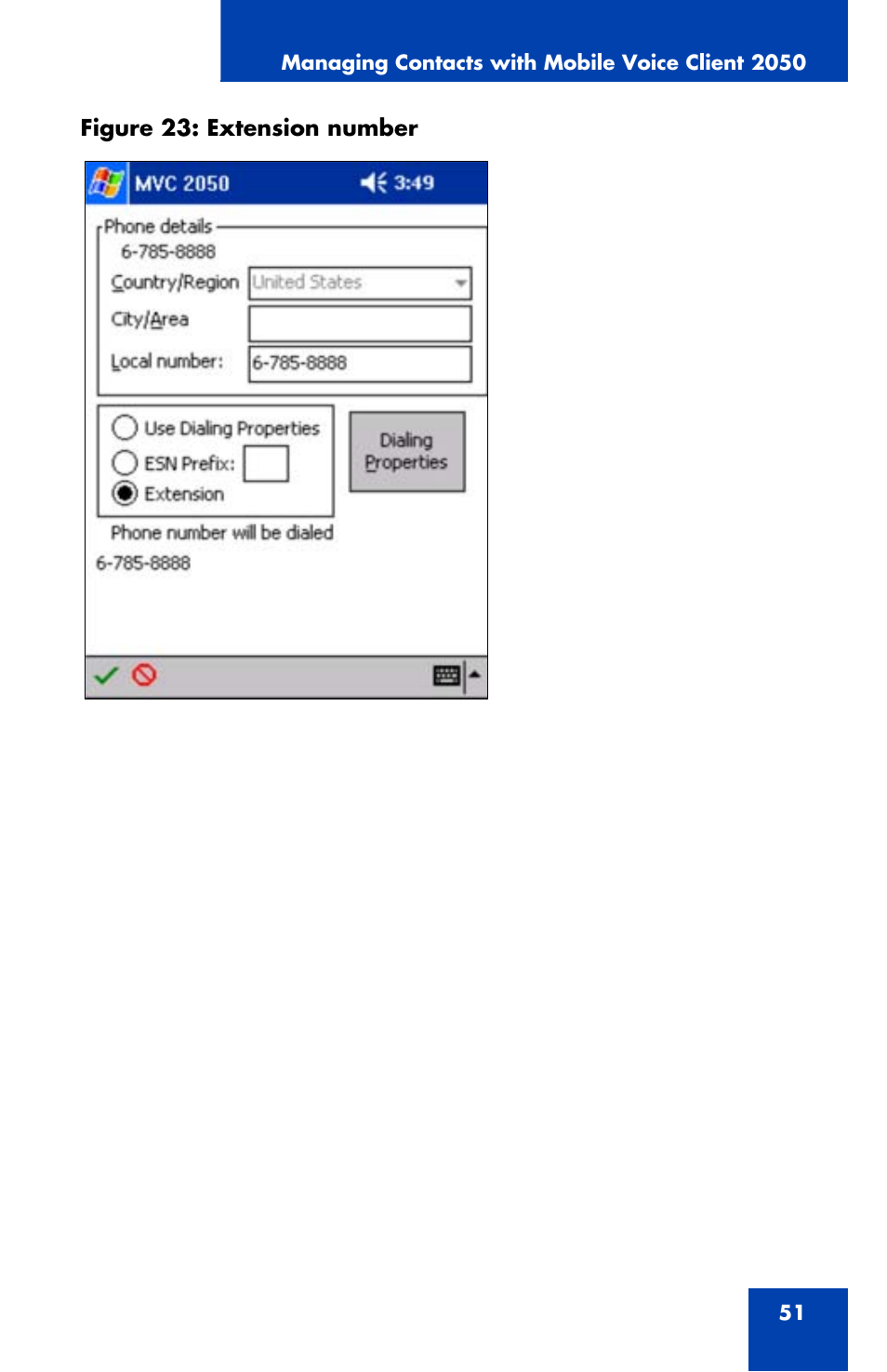 Figure 23: extension number, Totiitry/region oty/^ea locd nun^ber | Nortel Networks NN42340-100 User Manual | Page 51 / 88