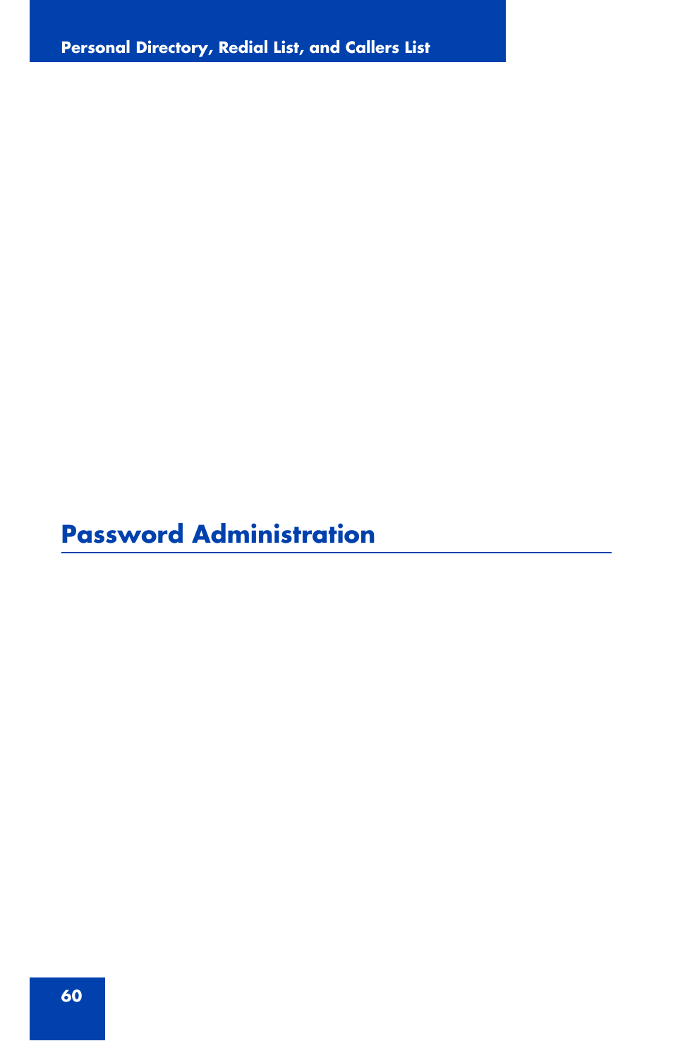 Password administration | Nortel Networks NN42340-100 User Manual | Page 60 / 88