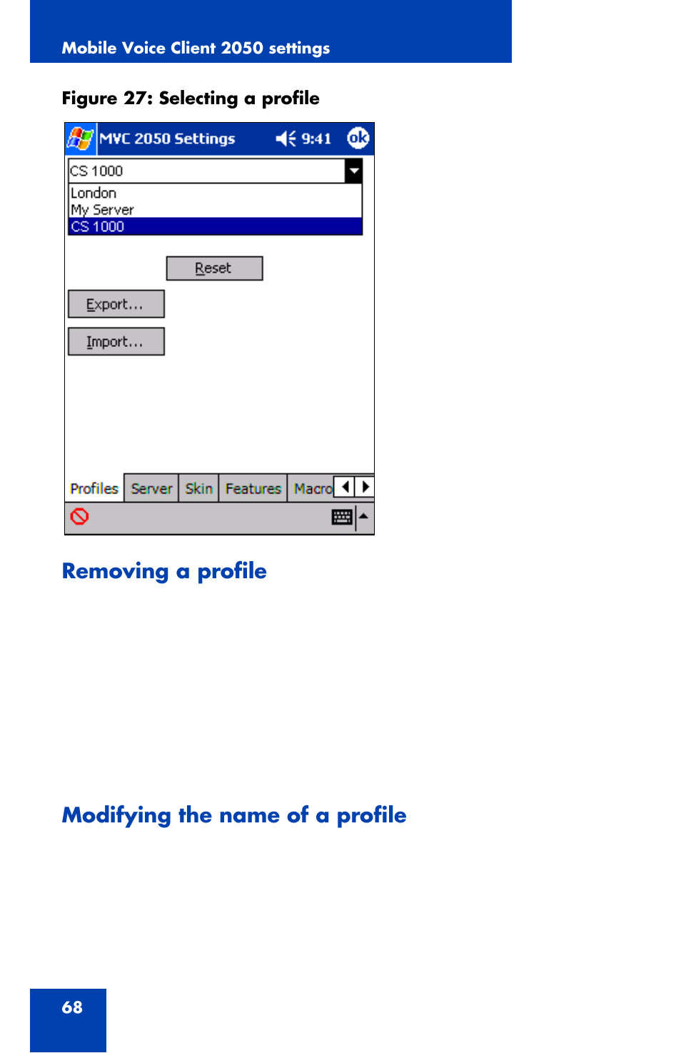 Removing a profile, Modifying the name of a profile | Nortel Networks NN42340-100 User Manual | Page 68 / 88