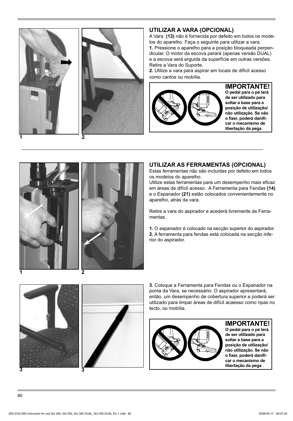 Importante | Nilfisk-Advance America GU 15 SMU User Manual | Page 80 / 92