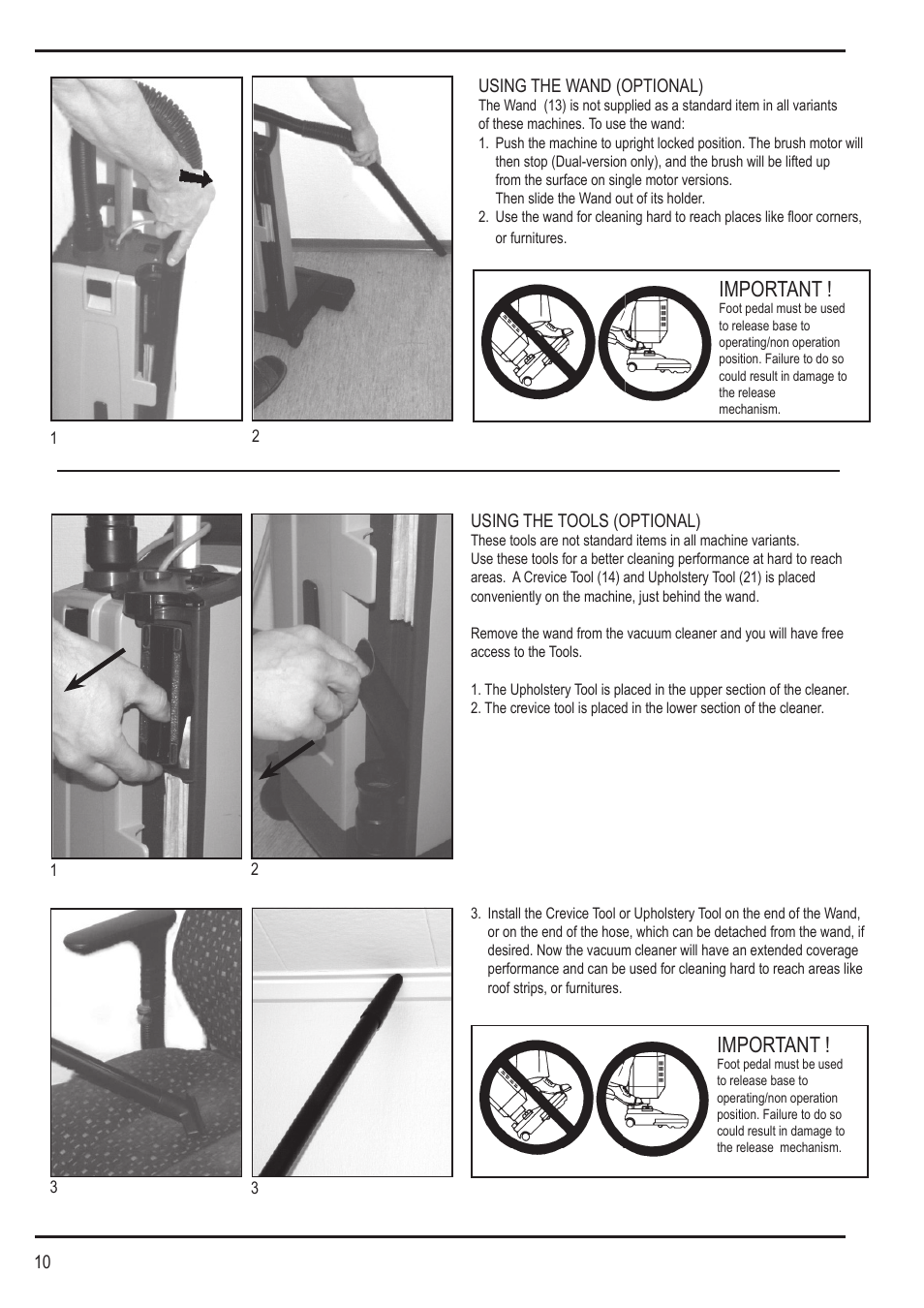 Important | Nilfisk-Advance America SPECTRUM 12H User Manual | Page 10 / 36