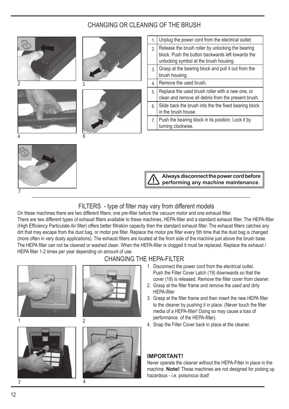 Nilfisk-Advance America SPECTRUM 12H User Manual | Page 12 / 36