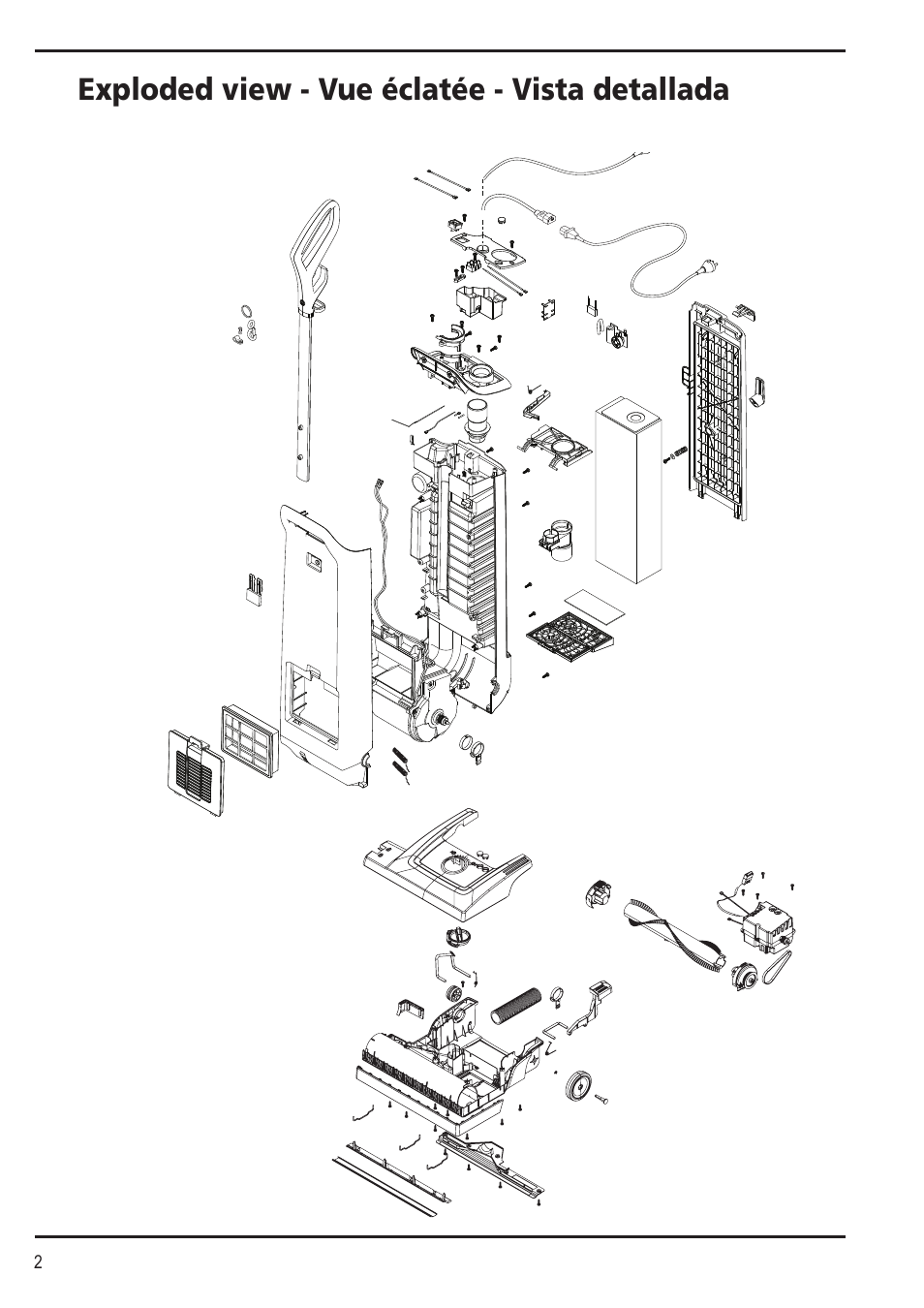 Exploded view - vue éclatée - vista detallada | Nilfisk-Advance America SPECTRUM 12H User Manual | Page 2 / 36