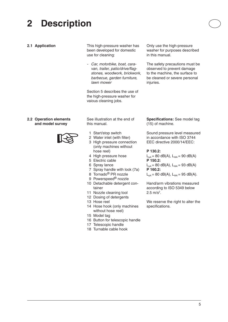 2 description | Nilfisk-Advance America P 130.2 User Manual | Page 5 / 20