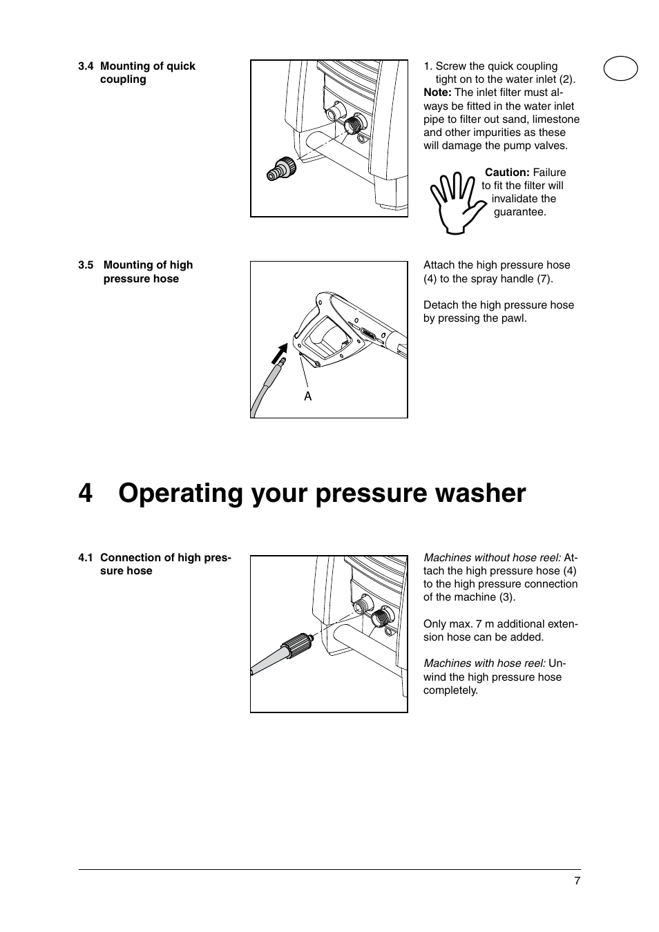 4 operating your pressure washer | Nilfisk-Advance America P 130.2 User Manual | Page 7 / 20
