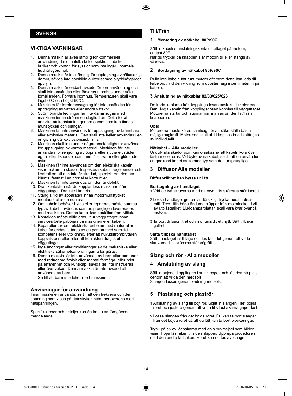 Nilfisk-Advance America 82 User Manual | Page 14 / 60