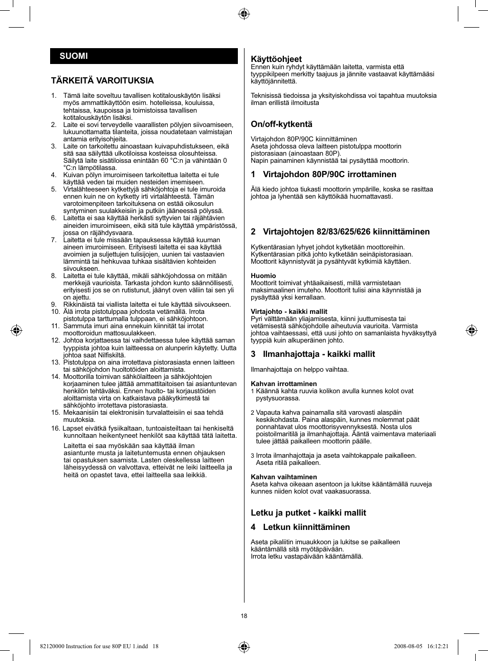 Nilfisk-Advance America 82 User Manual | Page 18 / 60