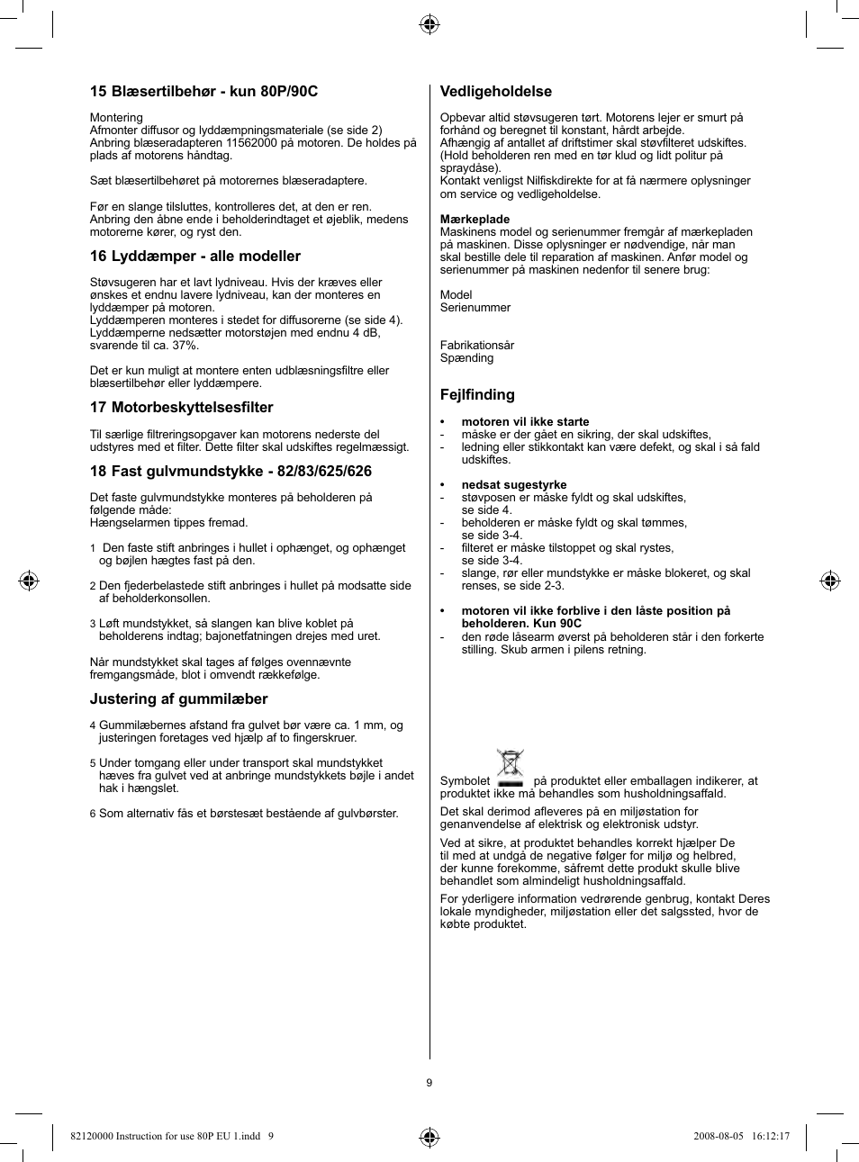 Nilfisk-Advance America 82 User Manual | Page 9 / 60