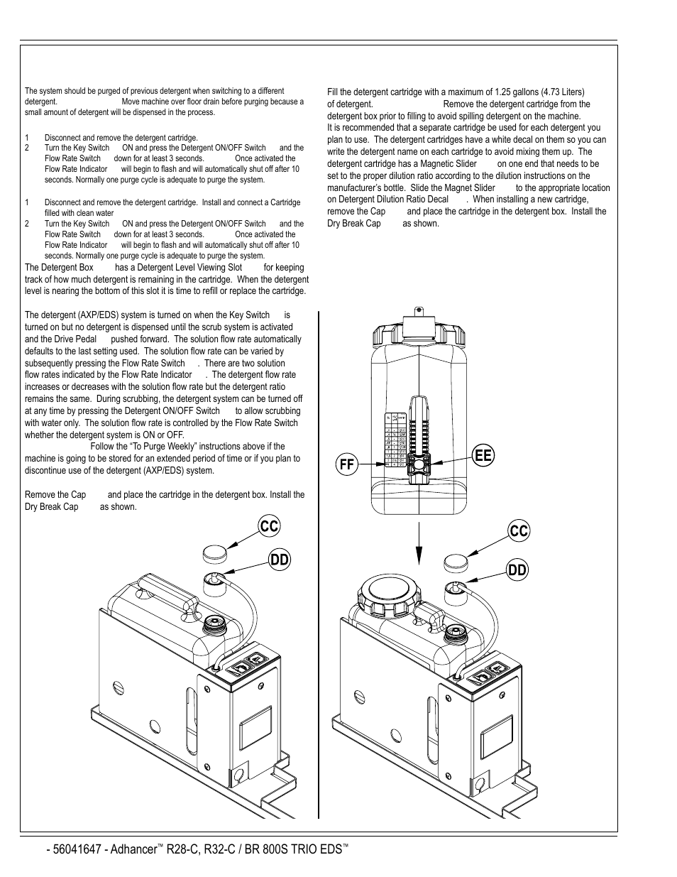 A-10 / english, Detergent system preparation and use | Nilfisk-Advance America 56316025 (R32-C) User Manual | Page 10 / 36