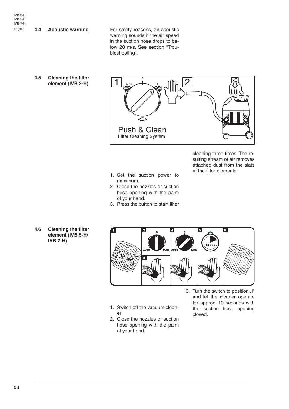 Push & clean | Nilfisk-Advance America IVB 5-H User Manual | Page 10 / 19