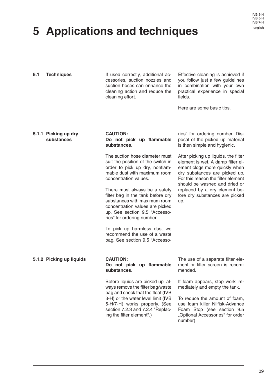 5 applications and techniques | Nilfisk-Advance America IVB 5-H User Manual | Page 11 / 19