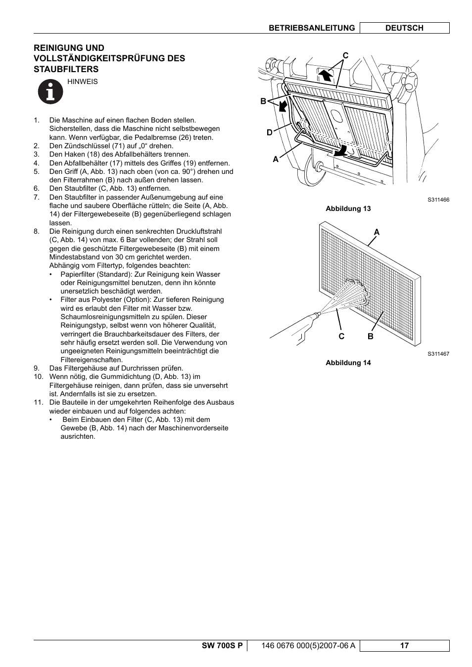 Nilfisk-Advance America SW 700S P User Manual | Page 19 / 84