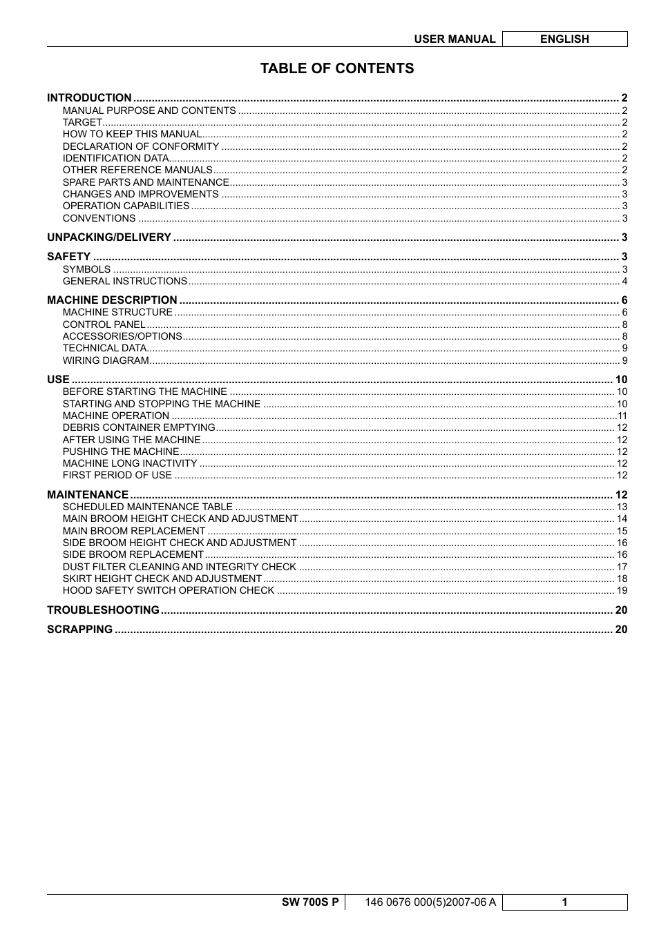 Nilfisk-Advance America SW 700S P User Manual | Page 43 / 84