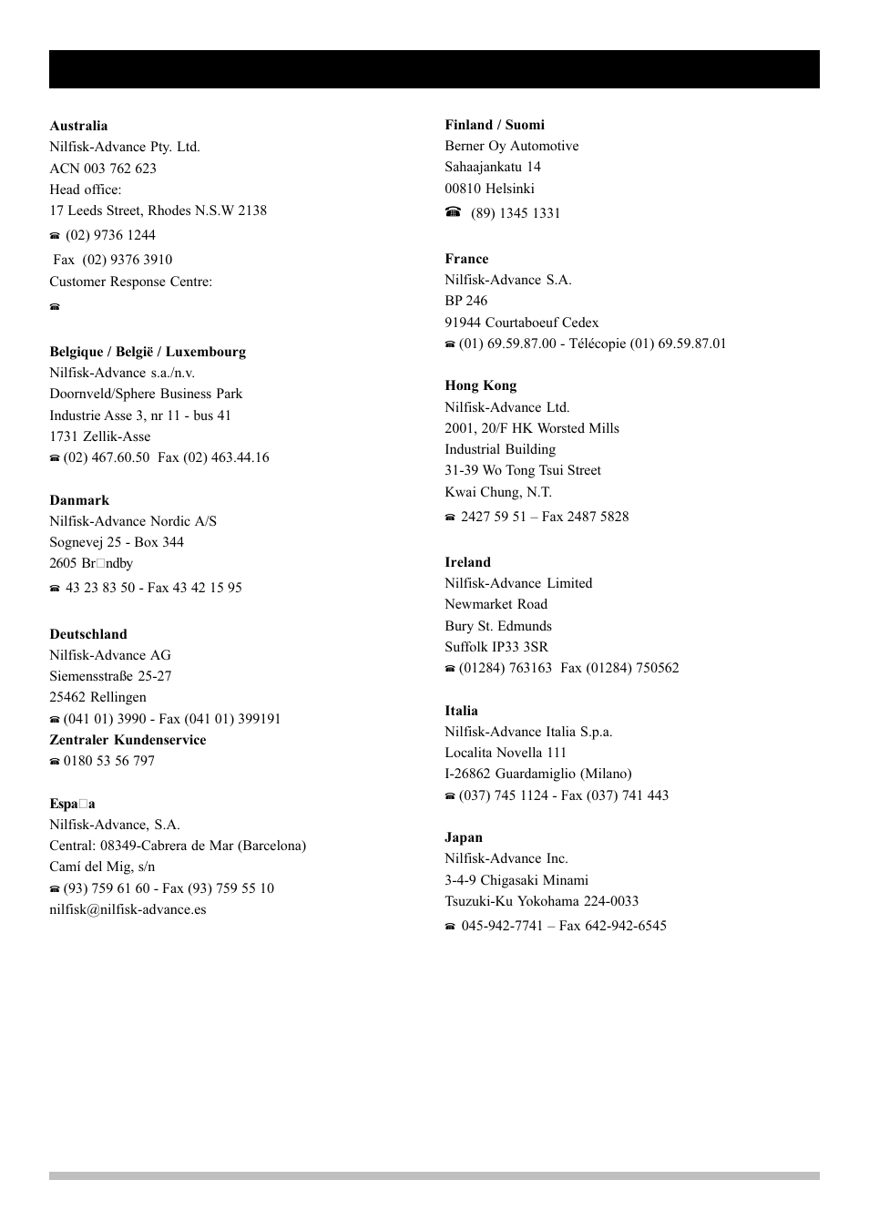 Service | Nilfisk-Advance America GW 235 User Manual | Page 34 / 36