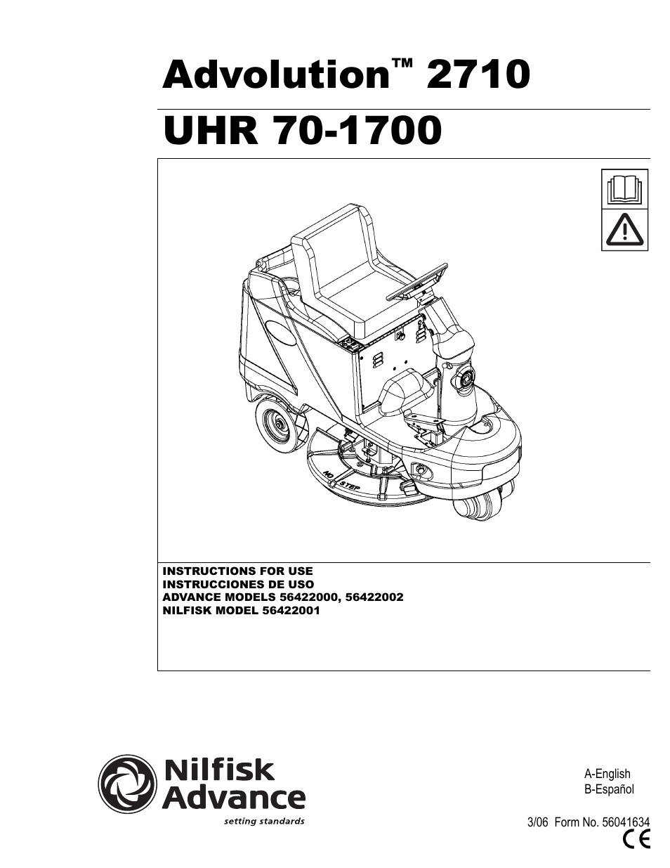 Nilfisk-Advance America Advolution UHR 70-1700 User Manual | 30 pages